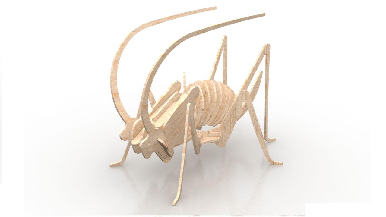 Макет Чертёж для ЧПУ 3D-насекомое-сверчок 3 мм файл DXF