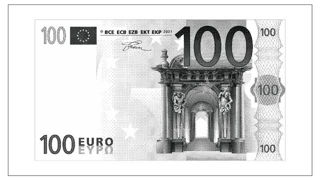 Макет Чертёж для лазерной гравировки банкноты в 100 евро