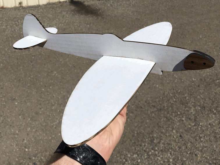 Макет Чертёж для лазерной резки бальзового планера Spitfire формат dxf