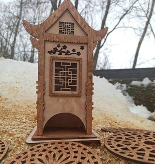 Интересный макет Чертёж для лазерной резки в форме традиционного китайского дома