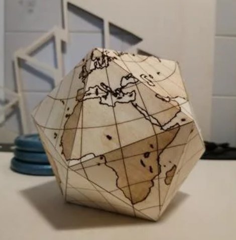 Макет Чертёж для лазерной резки и гравировки глобуса Дайсона Dymaxion globe в формате SVG