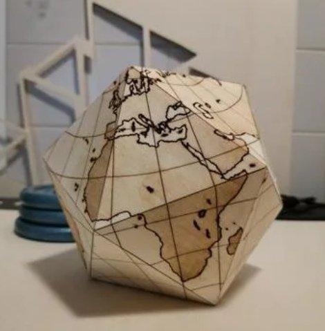 Макет Чертёж для лазерной резки и гравировки глобуса Дайсона Dymaxion globe в формате SVG