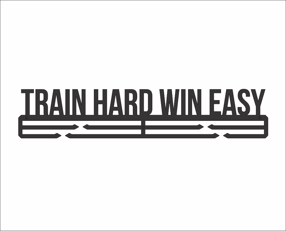Макет Чертёж для лазерной резки медали с надписью Train hard win easy формат dxf