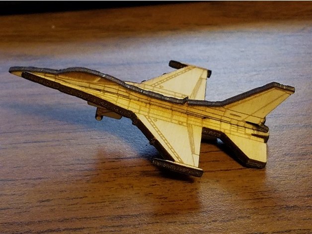Макет Чертёж для лазерной резки модели истребителя F-16 Fighting Falcon 3 мм файл SVG