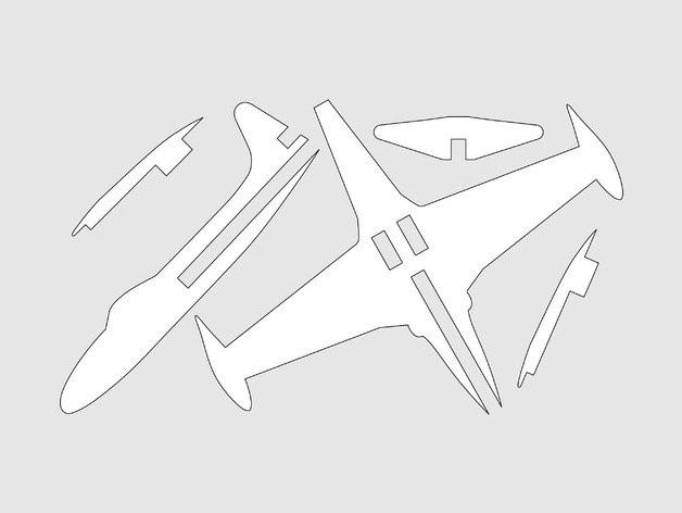 Макет Чертёж для лазерной резки модели реактивного истребителя Lockheed P-80 деревянная модель 6 мм файл SVG — изображение 2