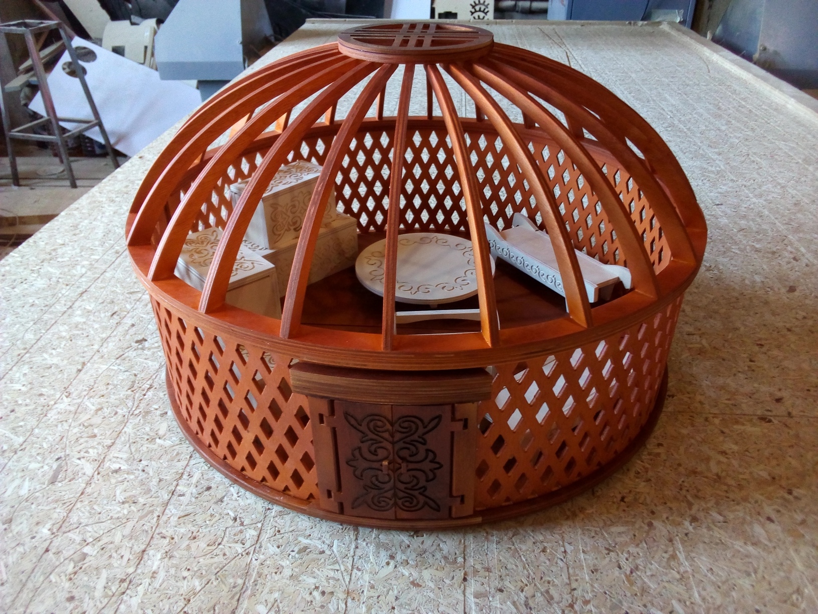 Макет Чертёж для лазерной резки шкатулка в виде юрты формат dxf