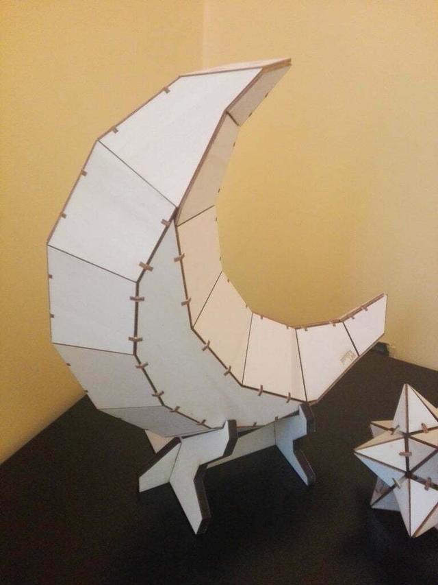 Макет Чертёж для лазерной резки 3D-головоломка в стиле low poly луна — изображение 9
