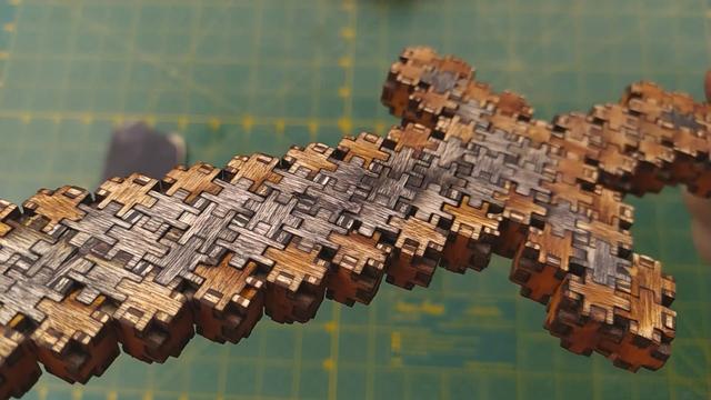 Макет Чертёж для лазерной резки 3D-головоломка-меч в стиле Minecraft из фанеры 3 мм размер детали 12x12 мм формат DXF — изображение 4