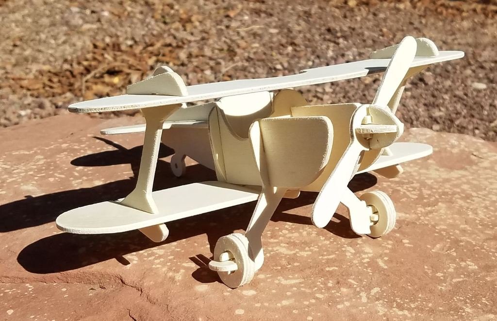 Макет Чертёж для лазерной резки 3D-пазл с изображением биплана