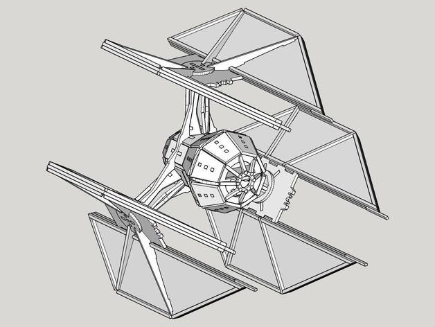 Макет Чертёж для лазерной резки Tie Defender из Звёздных войн 3 мм файл dxf
