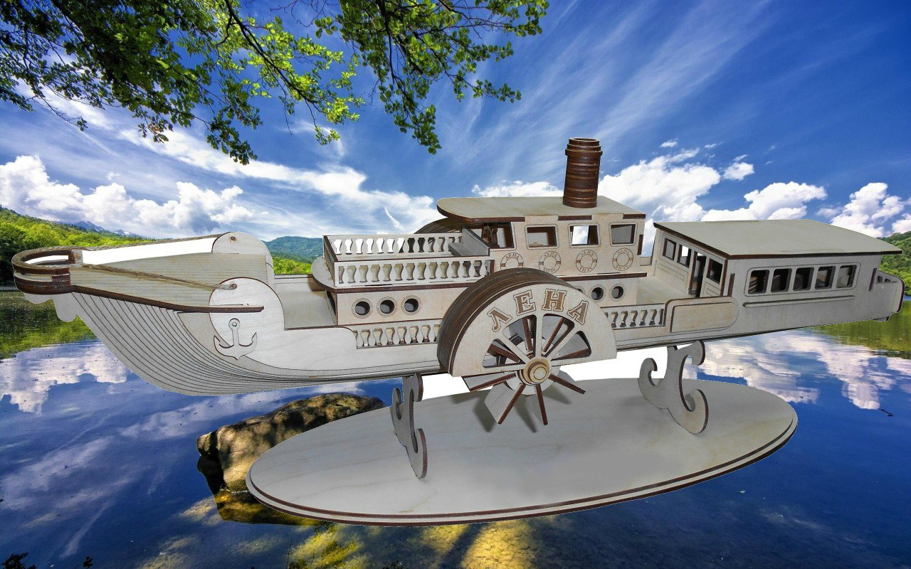 Макет Чертёж для сборки 3D-пазла в виде корабля для лазерной резки