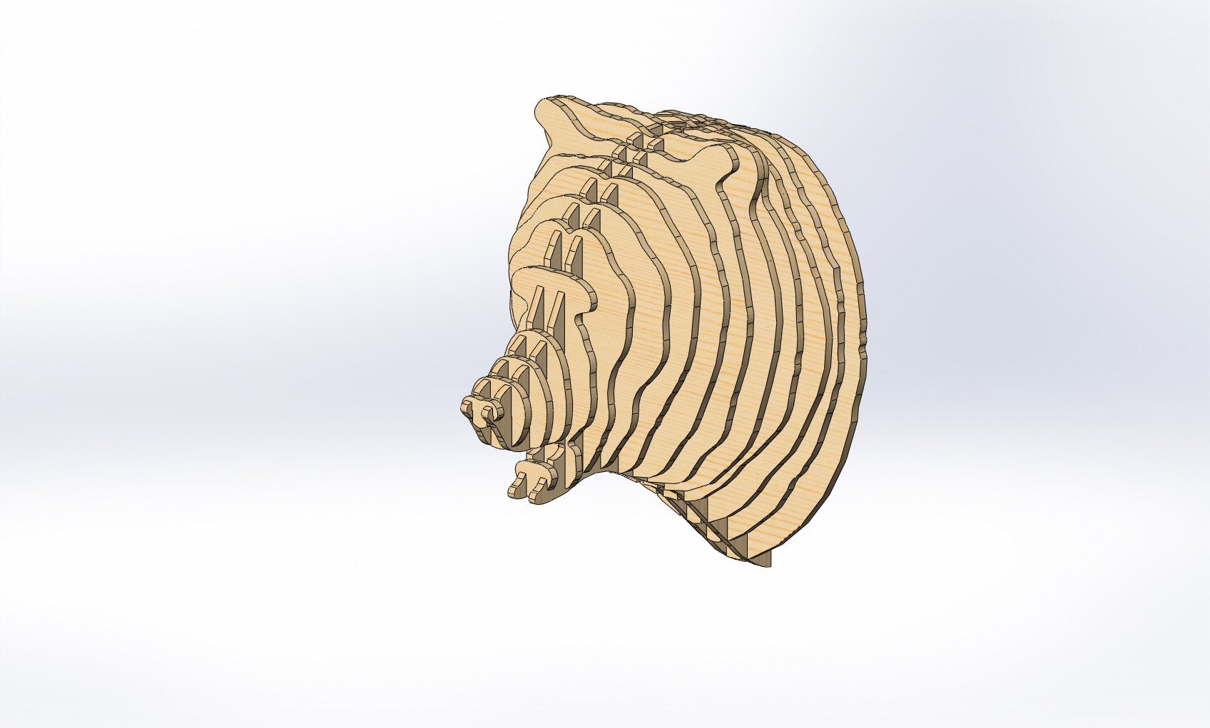 Макет Чертёж для сборки 3D-пазла в виде медведя для лазерной резки