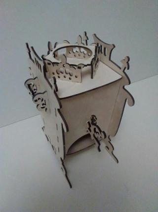 Интересный макет Чертёж домика-самовара для лазерной резки