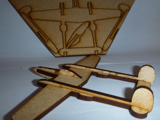 Макет Чертёж истребителя P-38 Lightning для лазерной резки формат dxf