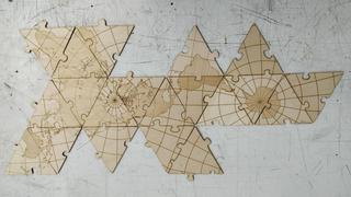 Интересный макет Чертёж карты мира по принципу Dymaxion для лазерной резки формат dxf