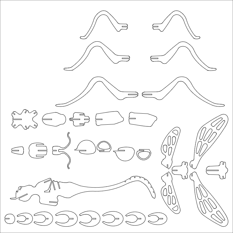 Макет Чертёж осы-шершня Mud dauber для лазерной резки файл dxf