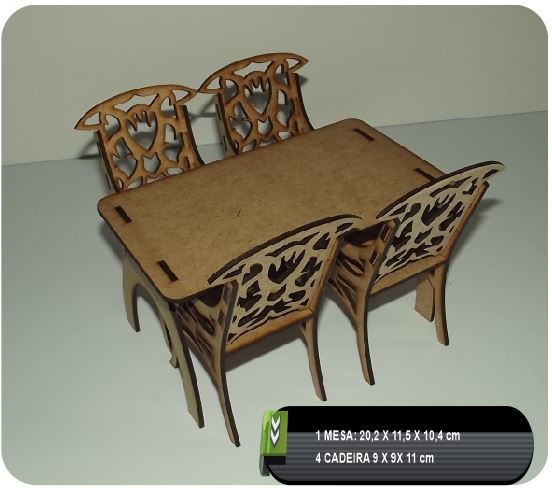 Макет Чертёж стола и стульев для лазерной резки DXF файл
