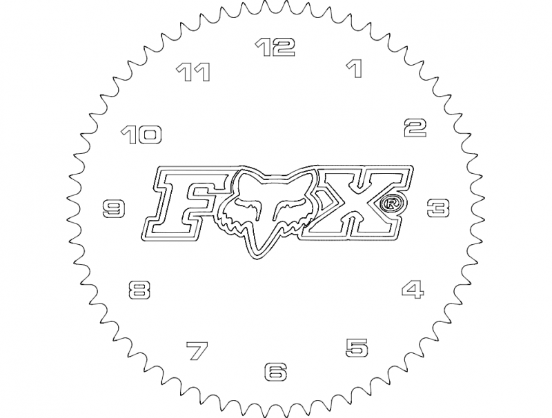 Макет Чертёж часов с лисой для станка с ЧПУ формат dxf