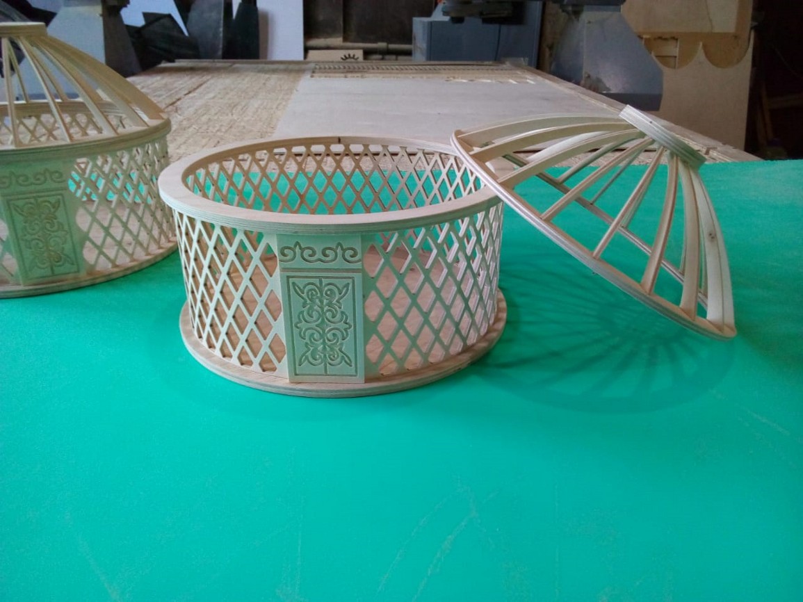 Макет Чертёж юрты в форме коробки для лазерной резки формат dxf