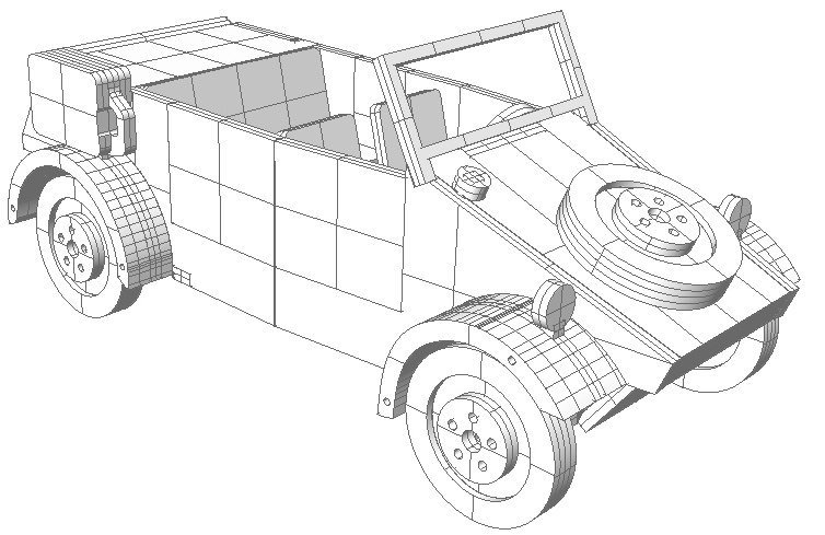 Макет Чертёж Kubelwagen для лазерной резки на станке с ЧПУ