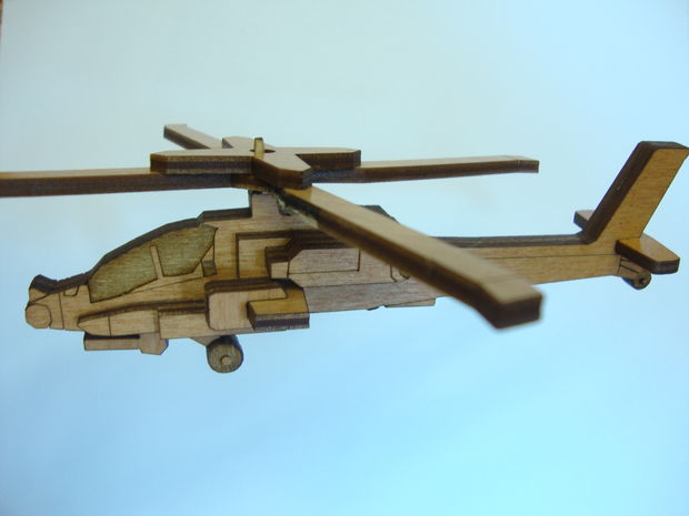 Макет Шаблон вертолёта Apache для лазерной резки