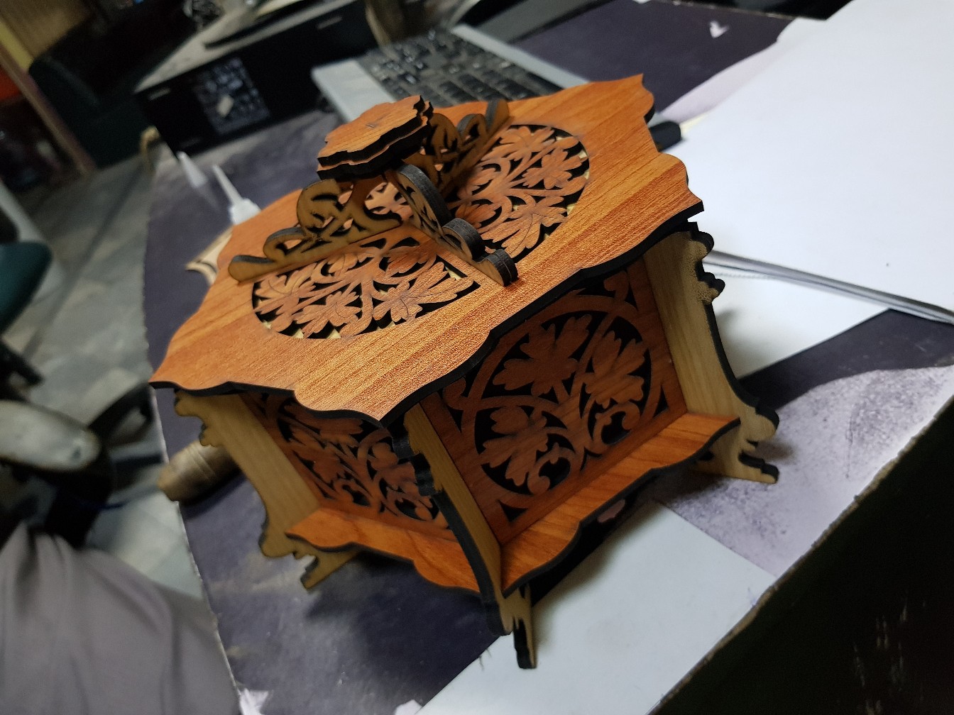Макет Шаблон для лазерной резки деревянная шестигранная коробка для ЧПУ
