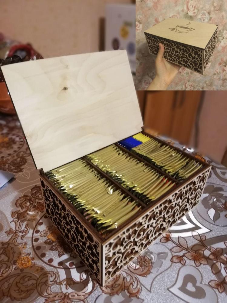 Макет Шаблон для лазерной резки коробки для чая