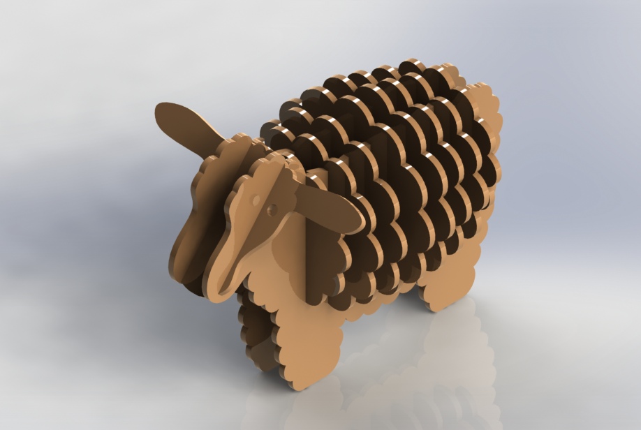 Макет Шаблон 3D-пазла в виде овцы для лазерной резки файл DXF