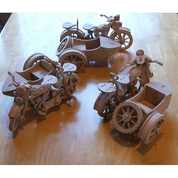 Макет Шаблон-чертёж для сборки 3D-пазла с боковой коляской мотоцикла BMW R75 для лазерной резки