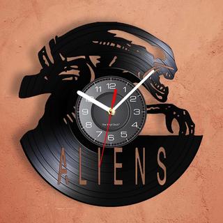 Интересный макет виниловая настенная clock с изображением воина-пришельца макет для лазерной резки