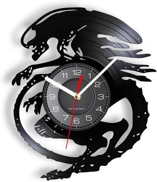 Интересный макет виниловая настенная clock с изображением ксеноморфа для лазерной резки чертёж для станка