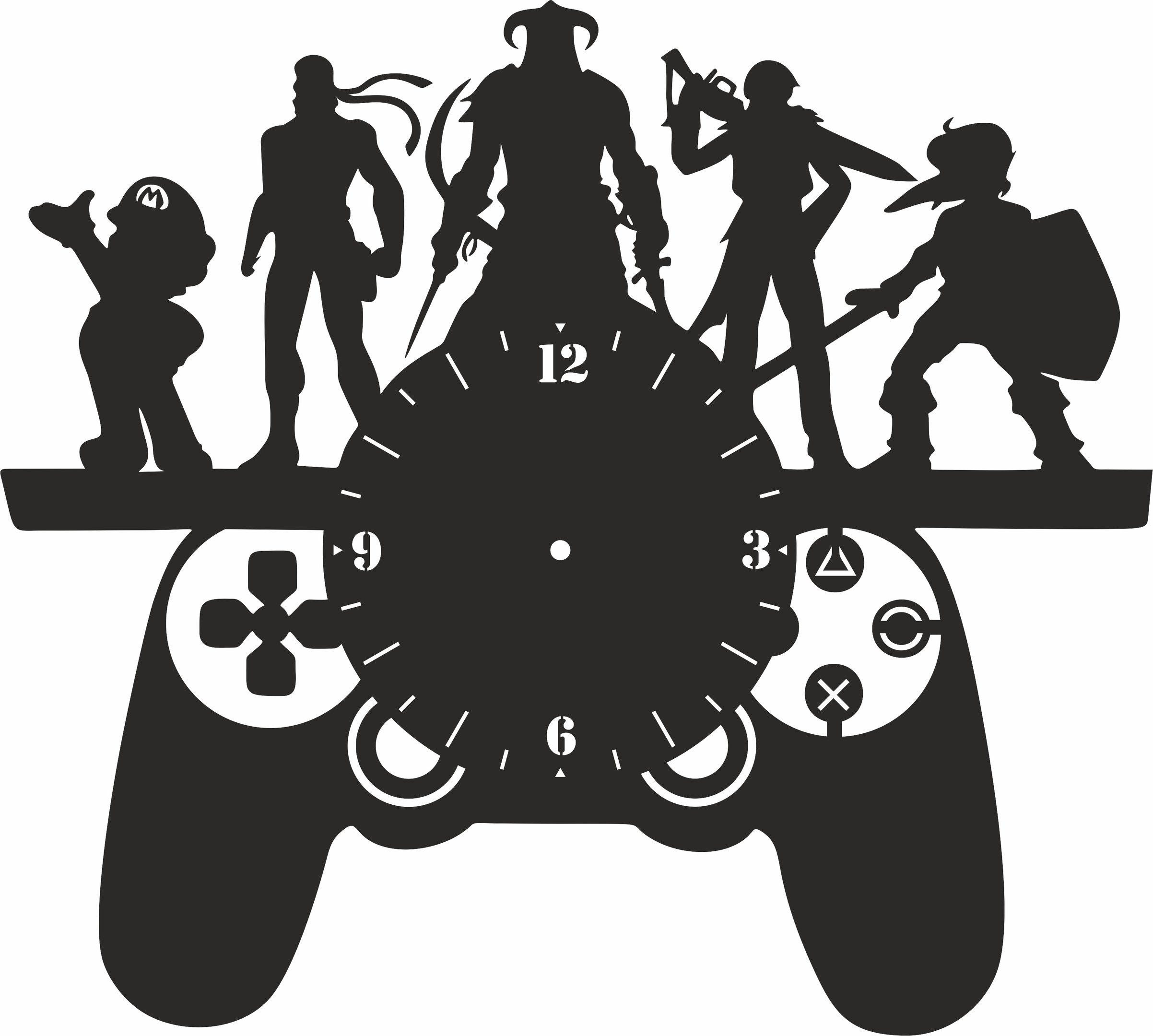 Макет виниловый проигрыватель в виде часов Playstation макет для лазерной резки