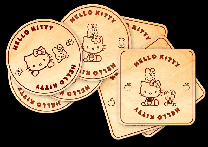 Макет подставки с держателем в виде Hello Kitty для лазерной резки