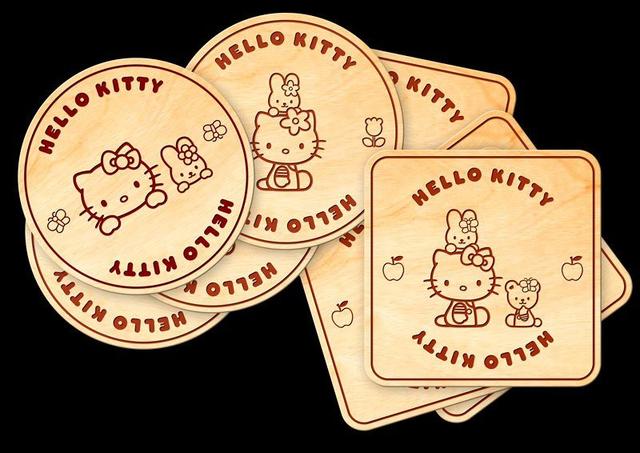 Макет подставки с держателем в виде Hello Kitty для лазерной резки
