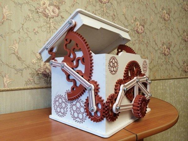 Макет 3D деревянная головоломка в виде сейфа для лазерной резки