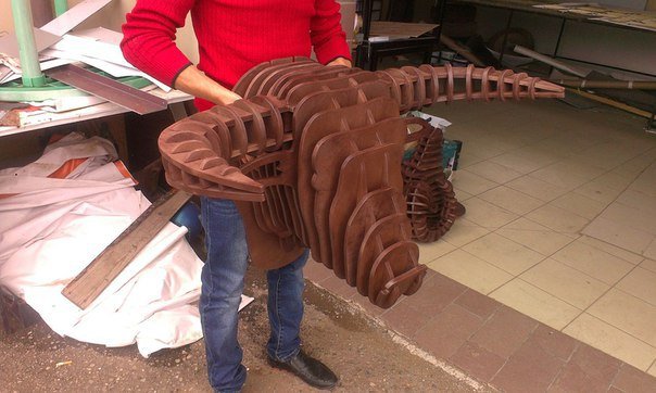 Макет 3D деревянная головоломка-фигурка в виде головы быка для настенного украшения макет для лазерной резки
