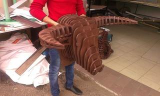 Интересный макет 3D деревянная головоломка-фигурка в виде головы быка для настенного украшения макет для лазерной резки