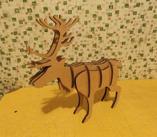 Макет 3D макет для лазерной резки рождественского оленя формат DXF