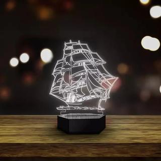 Интересный макет 3D ночник в виде парусника макет для лазерной резки