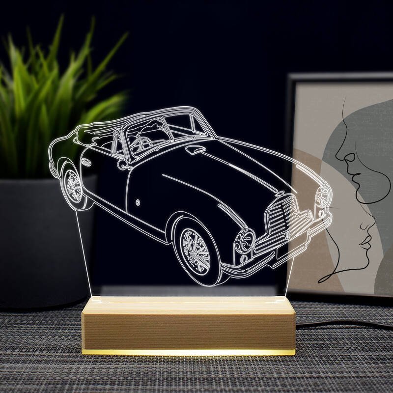 Макет 3D ночник в виде Aston Martin для лазерной резки