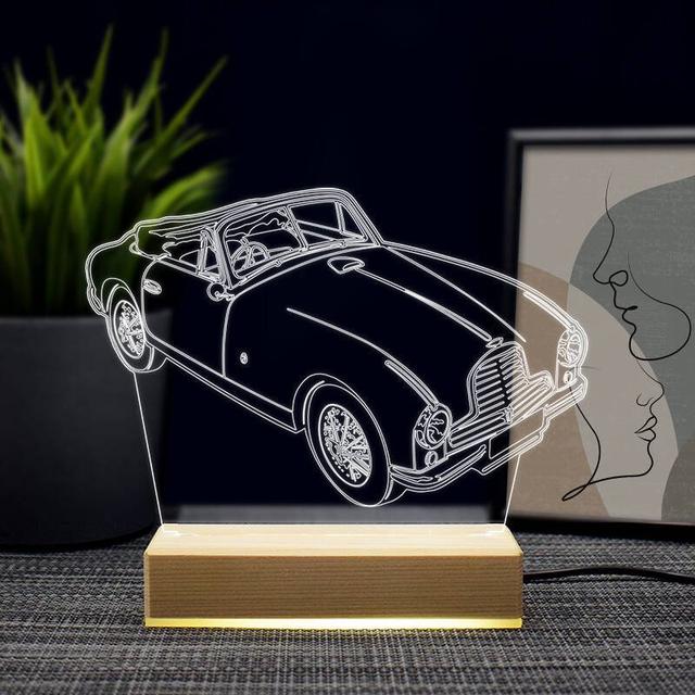 Макет 3D ночник в виде Aston Martin для лазерной резки — изображение 3
