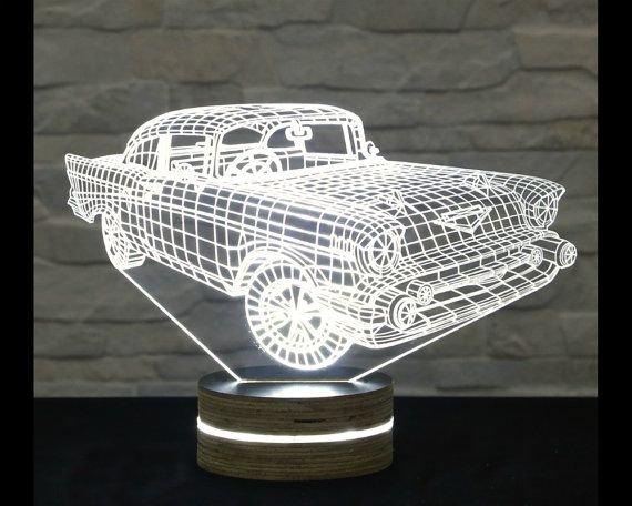 Макет 3D светодиодный ночник в виде автомобиля для лазерной резки файл DXF