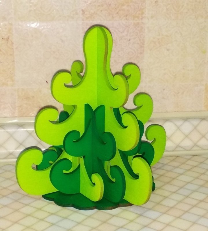 Макет 3D ёлка для лазерной резки