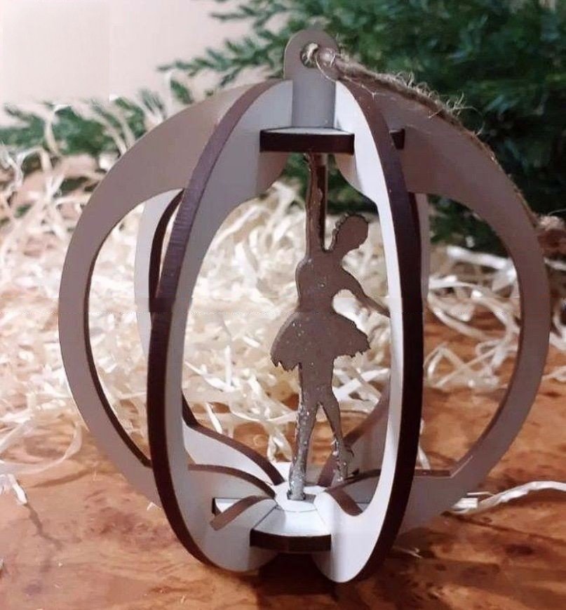 Макет 3D ёлочная игрушка балерина для лазерной резки