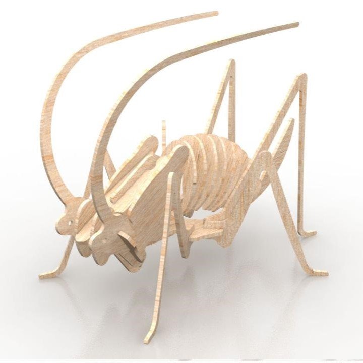 Макет 3D-головоломка Кузнечик-сверчок для лазерной резки файл dxf