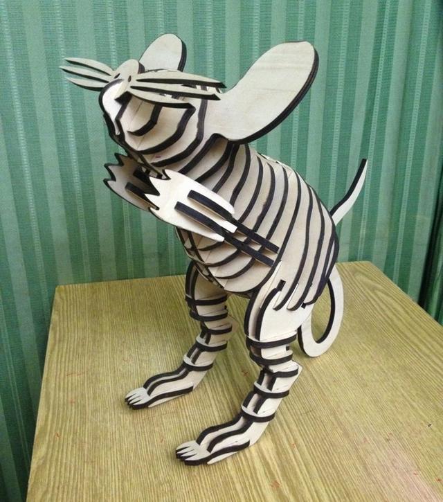 Макет 3D-головоломка Мышь для лазерной резки векторный макет — изображение 2
