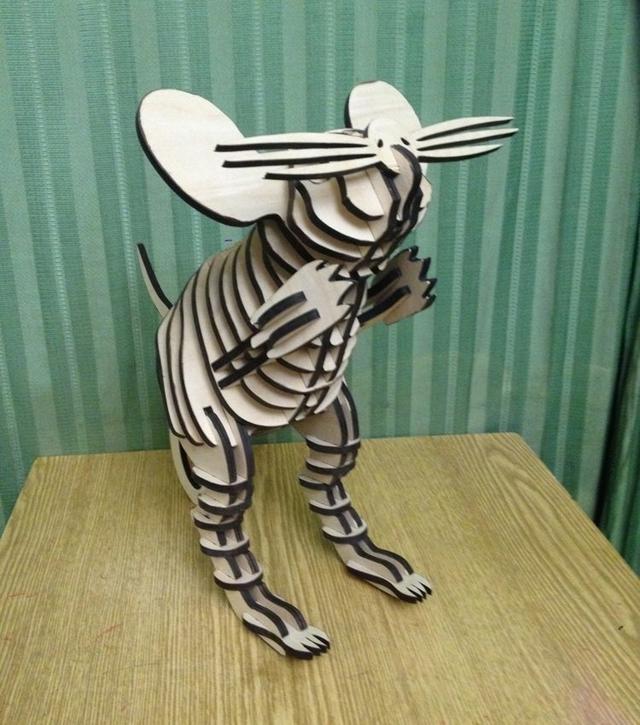 Макет 3D-головоломка Мышь для лазерной резки векторный макет — изображение 3