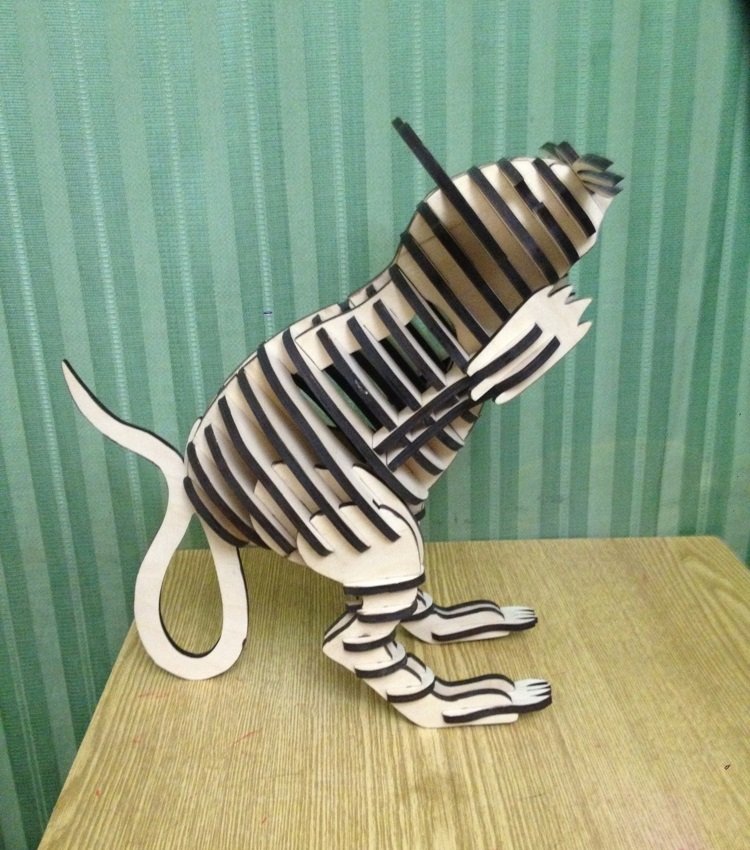 Макет 3D-головоломка Мышь для лазерной резки векторный макет