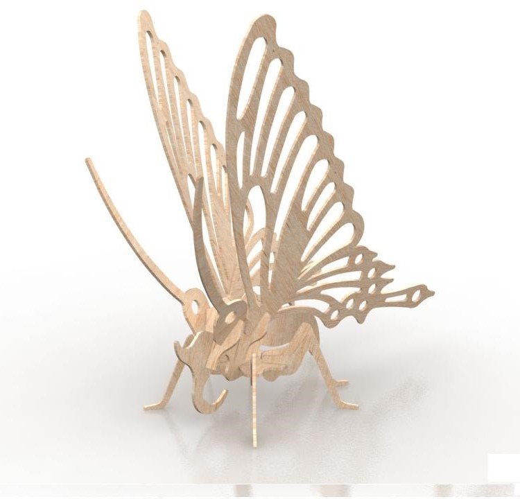 Макет 3D-головоломка в виде бабочки макет для лазерной резки формат dxf