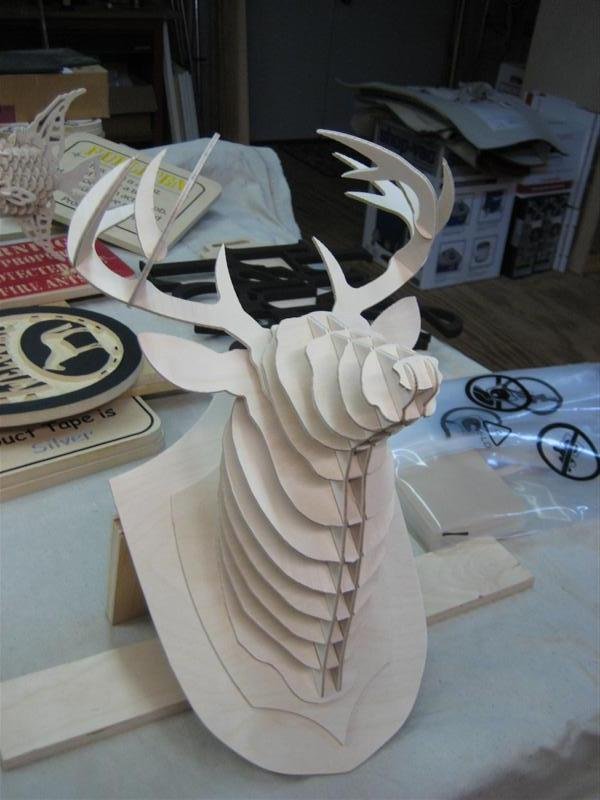 Макет 3D-головоломка в виде головы оленя макет для станка файл dxf